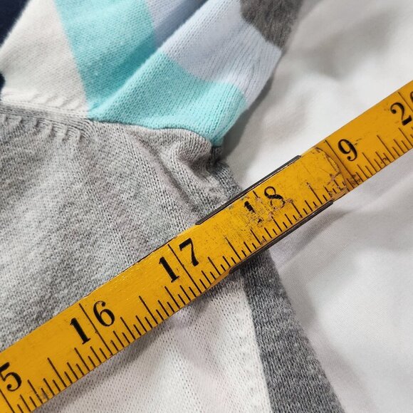 Lands End Striped Cardigan Blue/Gray Medium.  Lot E - Picture 6 of 7